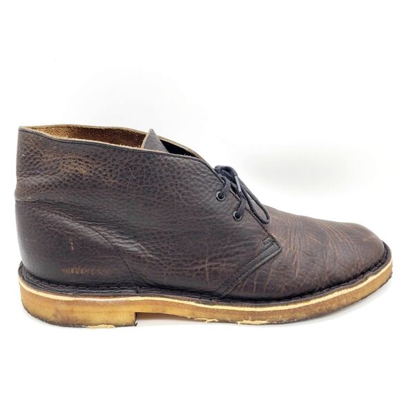 CLARKS Desert Chukka Boots Mens Size 10.5 M Bushacre Pebbled Brown Leather 21621 - Picture 1 of 9